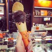 Rich and flavorful dark chocolate ice cream  at Vanini Swiss Chocolate in Interlaken