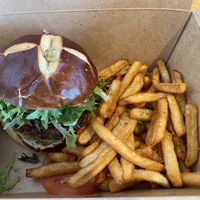 Vegan burger at Thunder Island Brewing Co in Cascade Locks