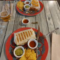 The one with the cheese on top is not vegan. at La Casita Mexicana in Fuengirola