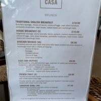Menu, August 2021 at Casa Coffee in Warrington