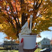 Another cider donut sundae, but this time will fall leaves 🍂🍁  at Offbeat Creemee in Essex Junction