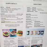 Menu at ALO in Honolulu