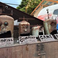 Amazing art and disposal station !!   at Hawthorne Asylum Food Truck Pod in Portland