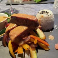 Close up, soy burger #Veganuary at Casito Mediterraneo in Gran Canaria