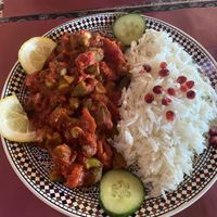 Nr 22 with okra and spicy tomato sauce. Quite nice, but could’ve used some legumes or another protein source. at Sha'aam in Valkenburg