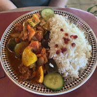 Nr 20a with zucchini and eggplant and minty tomato sauce. Quite nice, but could’ve used some legumes or another protein source. at Sha'aam in Valkenburg