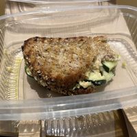 Hummus Pannini minus one bite  Serving size: 2 of these for 7.5€  at Flying Bean Coffee in Valencia