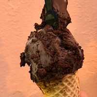 Vegan Dark Chocolate on a vegan waffle cone 😍  at Anita Gelato - Old San Juan in San Juan