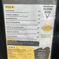 Their menù  at Slow Rise Pizza in Lincoln