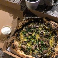 Truffle mushroom pizza with aioli at Slow Rise Pizza in Lincoln