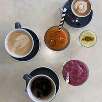 selection of vegan coffees, smoothies and juices  at Stir - Chesterton in Cambridge