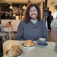 Oat flat white, oat mocha and two giant pain au chocolats at Stir - Chesterton in Cambridge