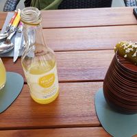 Passion fruit vanilla lemonade & a virgin mary (dw it's not cheese, it's horseraddish) at neobiota in Cologne