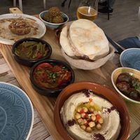 Massive tray of vegan food  at Shakshuka Restaurant and Bar in The Hague