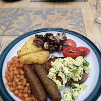 Full English breakfast with scrambled tofu to die for! at Our Lizzy Cookery Courses in Malvern