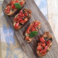 bruschetta (starter for evening meal) at Our Lizzy Cookery Courses in Malvern