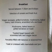breakfast menu at Our Lizzy Cookery Courses in Malvern