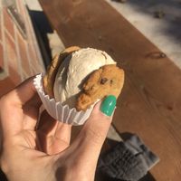 Chocolate chip cookie with coffee ice cream   at Innocent Ice Cream Parlour in Vancouver