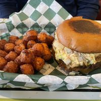 Sweet potato tots and The Carolina    at Mike's Vegan Grill in Greensboro