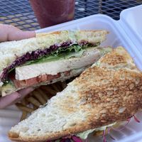 Veggie Sandwich and Berry Smoothie at Gather Cafe Bistro Bar in Talent