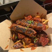 Fries with shawarma on top  at Dhil's in Wigston