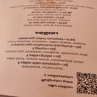 The vegan section in the menu at Chálavro - Χάλαβρο in Crete