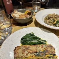 Millefoglie and creamy tagliatelle   at Il Rovescio in Bologna