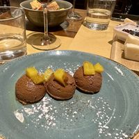 Very chocolatey mousse and pears  at Il Rovescio in Bologna