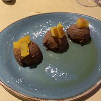 Chocolate mousse and pears  at Il Rovescio in Bologna