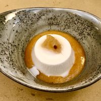 Almond milk Bavarian cake  at Il Rovescio in Bologna