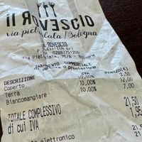 the receipt at Il Rovescio in Bologna