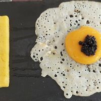 Looks like egg but is 100% vegan!  at Vis à Vis cucina&eventi in Orvieto