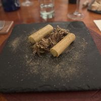 Cannolo di patata con carciofi, erbette di provenza e jus di porcini  at Vis à Vis cucina&eventi in Orvieto