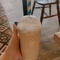 Vegan salted caramel milkshake  at Reggie's Cafe in Whitley Bay
