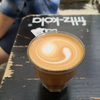 Fantastic oat milk flat white at Ratiños Coffee Shop in Santiago De Compostela