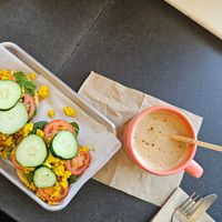 Tofu scramble bagel at Mean Mug Coffeehouse - Northshore in Chattanooga