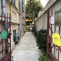 The entrance to the courtyard at Verv Kitchen in Bucharest