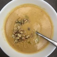 Leek and potato soup at Verv Kitchen in Bucharest