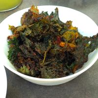 Kale chips with paprika at Verv Kitchen in Bucharest