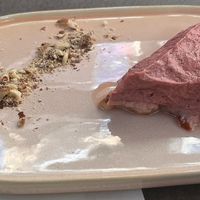 Raw cheesecake of strawberry and vanilla  at Verv Kitchen in Bucharest