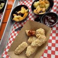Kids meal with double fruit no fries… nuggets weren’t enough for my 6 year old  at Happy Chicks in Austin