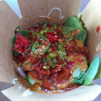 vegan wok with satay sauce and extra cilantro & chili at Wok Ski Val Thorens in Hauteluce