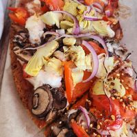Veggie pizza half order at Nectarine Grove in Encinitas