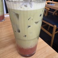 Strawberry Matcha latte  at Nectarine Grove in Encinitas