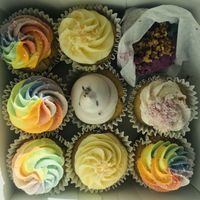 Cupcakes and raw cheesecake   at Wildflour Vegan Bakery and Juice Bar in Pawtucket