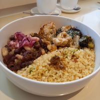 3 portion lunch bowl. 😋 at Yum Baaar in Segovia