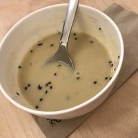 Delicious soup for 3 euros. Small buy tasty. Note this is only half of the amount (forgot to take photo when full)    at Yum Baaar in Segovia