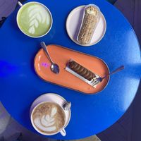 Chocolate eclair with plum filling  at Eklerownia in Gdansk