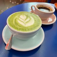 Matcha latte with oat milk and americano #Veganuary at Eklerownia in Gdansk