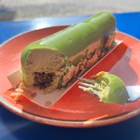 Matcha and apple eclair. at Eklerownia in Gdansk